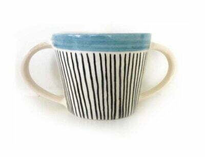 Hand thrown ceramic two handled cup